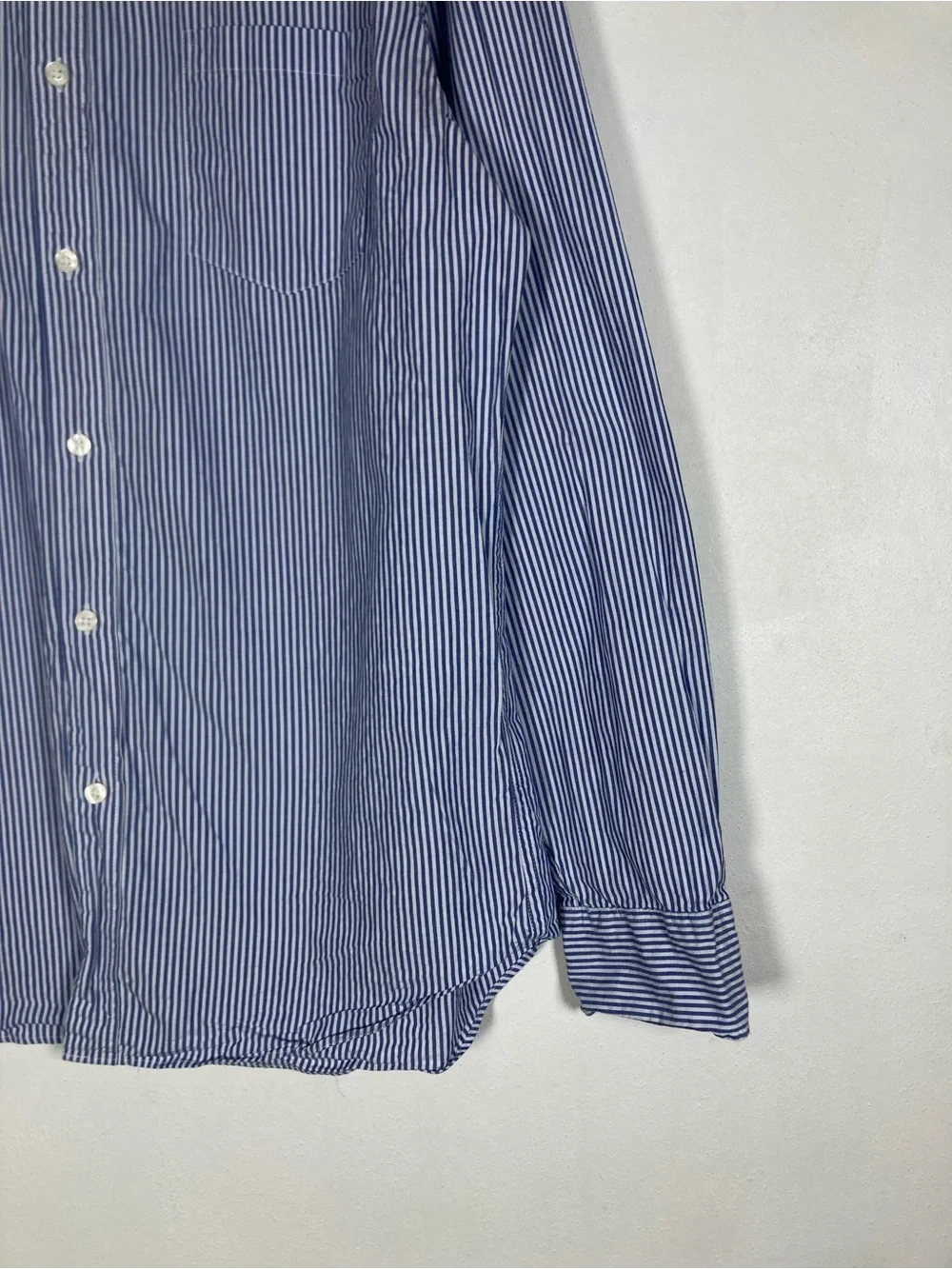 J.Crew Flex Washed Classic Fit Blue White Striped Shirt Men's Size M Office